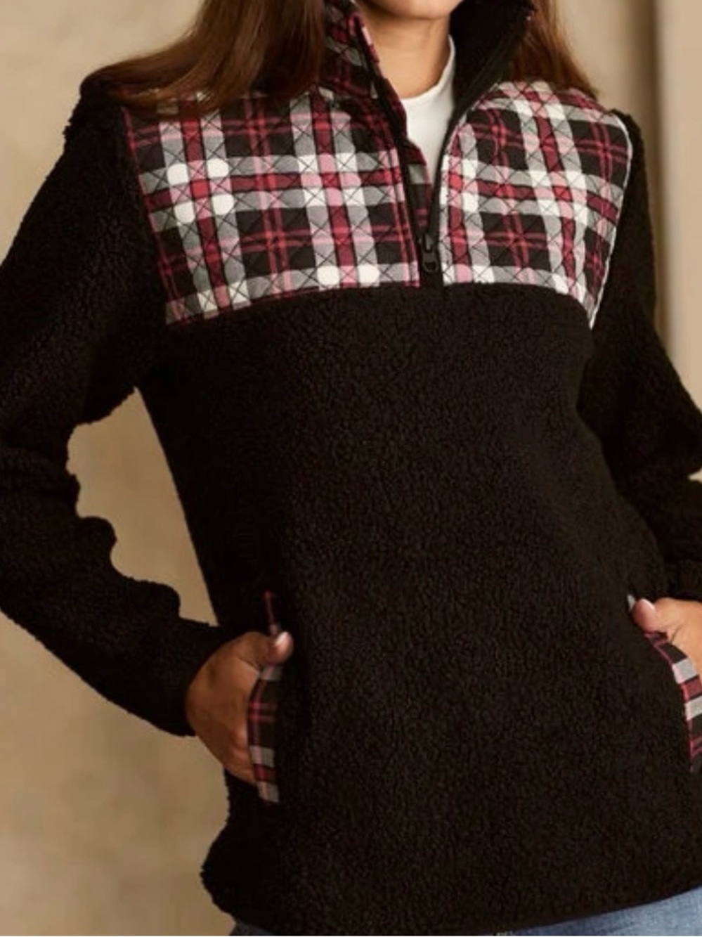 Vera Bradley Teddy Fleece Pullover Fireside Plaid
